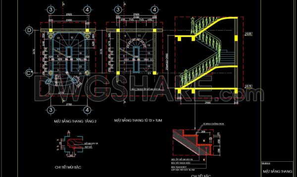 108.Detailed drawings of stairs in autocad file