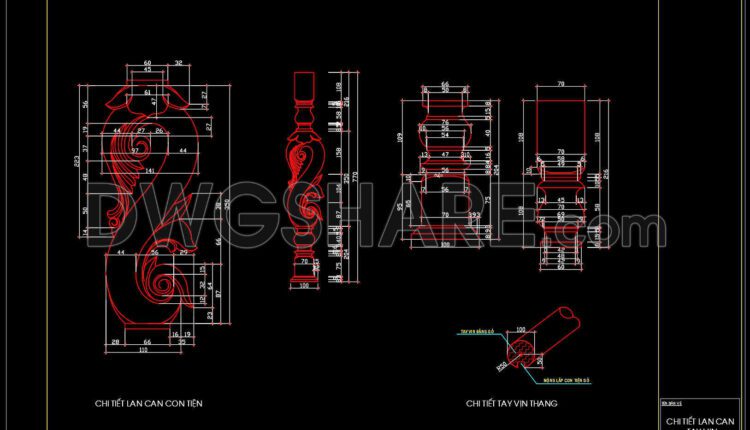 108.Detailed drawings of stairs in autocad file