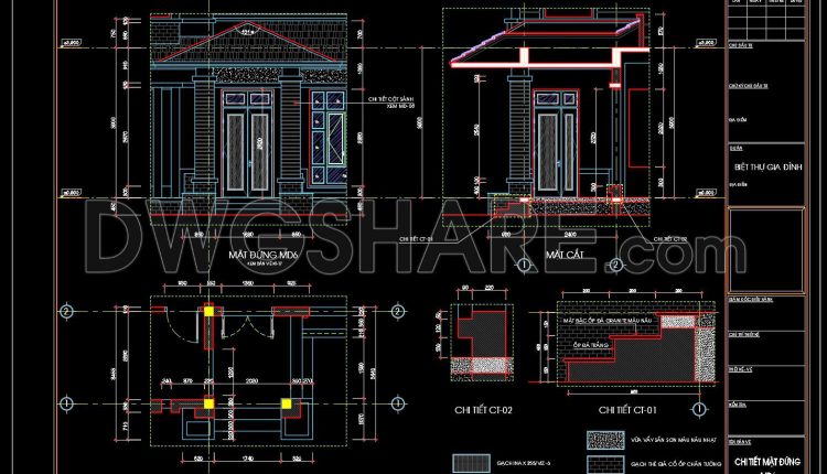 181.Autocad drawing of detailed foyer entrance facade of the house for download