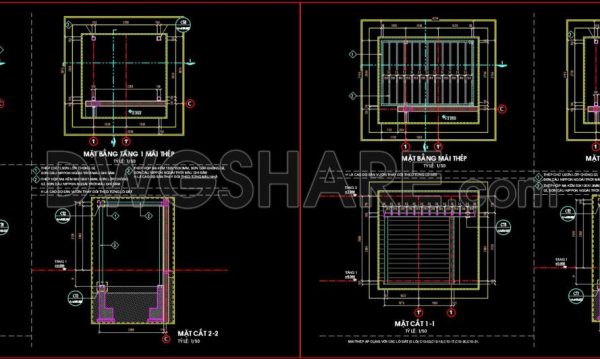 182.Autocad detailed drawings of steel roof protection for residential buildings for download