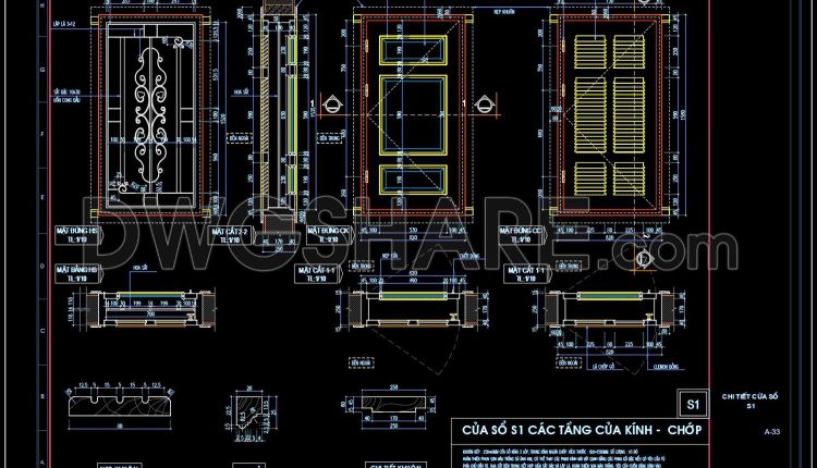411.Detailed AutoCAD Drawings Of Door For Download