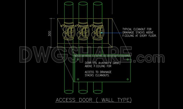 3 years ago
                

                
             1,476105. Autocad Drawing Of Access Door to Drainage Stacks Cleanouts Detail For Download