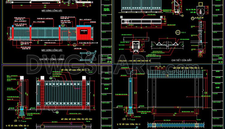 124.Gate and Fence DWG With Detailing For Free Download (1)