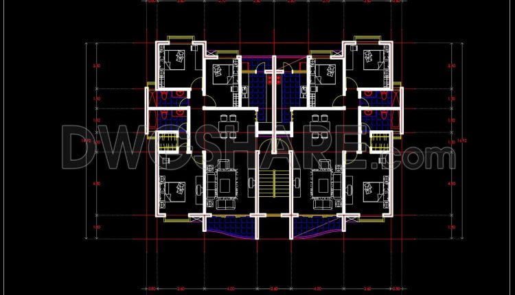 150.Apartment Plan AutoCAD File Free Download