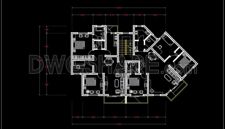 153.Apartment Plan AutoCAD File Free Download