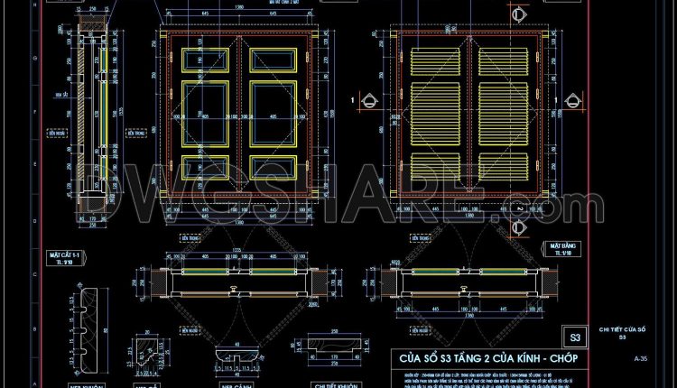 413.Detailed AutoCAD Drawings Of Windows For Download