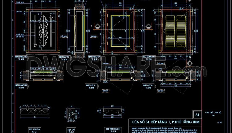414.Detailed AutoCAD Drawings Of Windows For Download