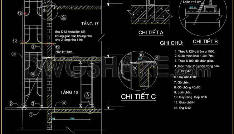AutoCAD drawing of the construction method for an outdoor drainage system
