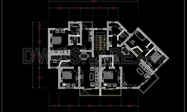 156.Apartment Plan AutoCAD File Free Download