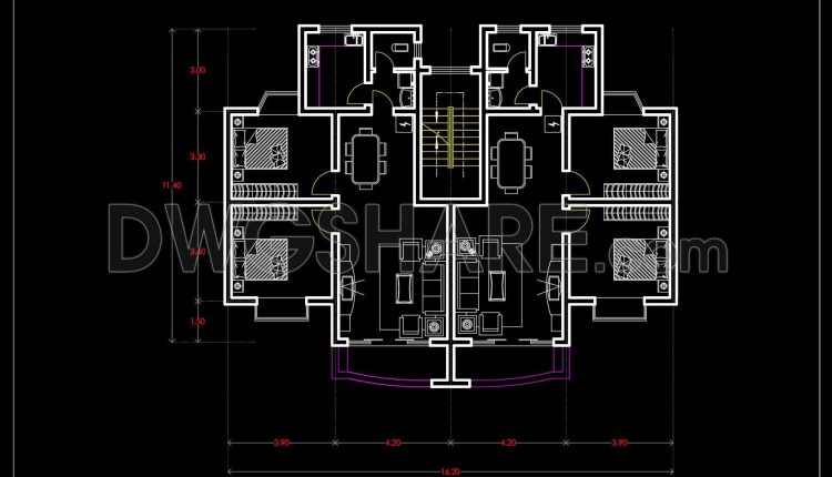157.Apartment Plan AutoCAD File Free Download