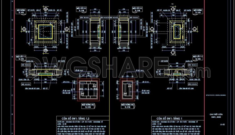 418.Detailed AutoCAD Drawings Of Windows WC For Download