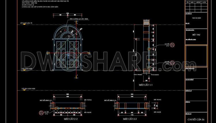 425.Detailed AutoCAD Drawings Of Doors, Windows For Download