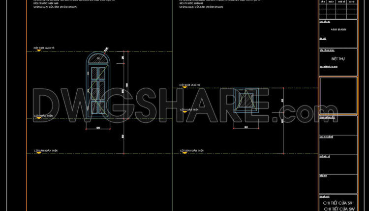 426.Detailed AutoCAD Drawings Of Doors, Windows For Download