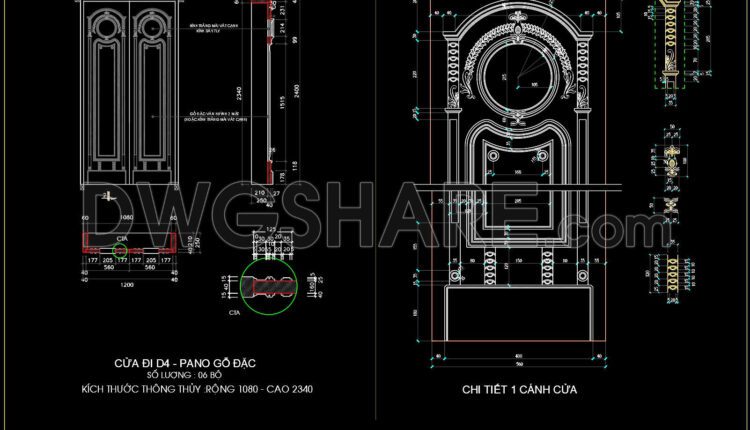 428.Detailed AutoCAD Drawings Of Doors For Download