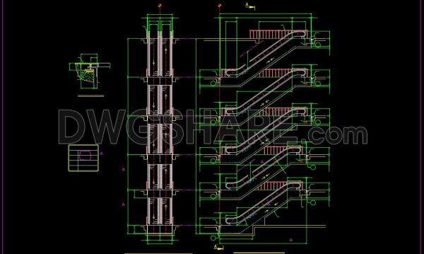 115.Autocad Drawing Of Escalator Details For Download