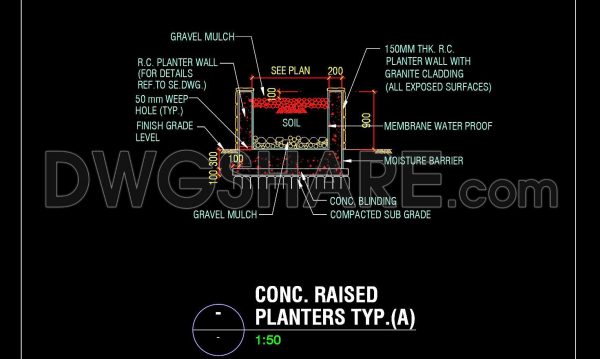 3 years ago
                

                
             959117.Autocad Drawing Of Concrete Raised Planters Detail For Download