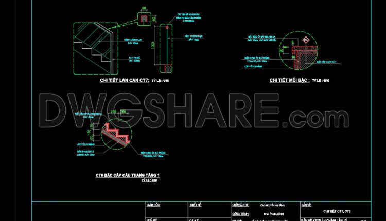 121.Detailed drawings of stairs in autocad file