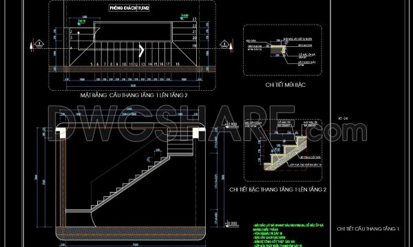 123.Detailed drawings of stairs in autocad file
