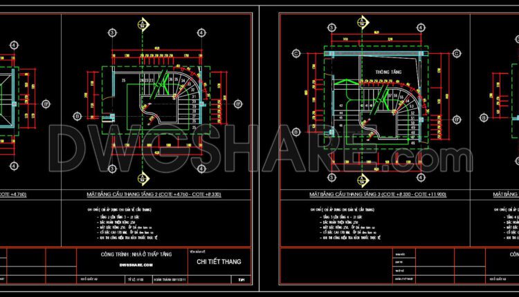 126.Detailed drawings of stairs in autocad file