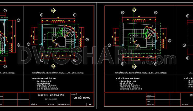 126.Detailed drawings of stairs in autocad file