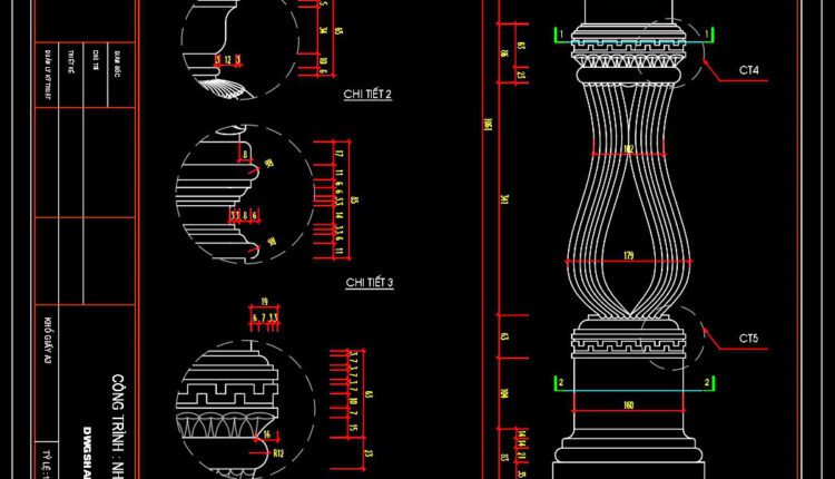126.Detailed drawings of stairs in autocad file