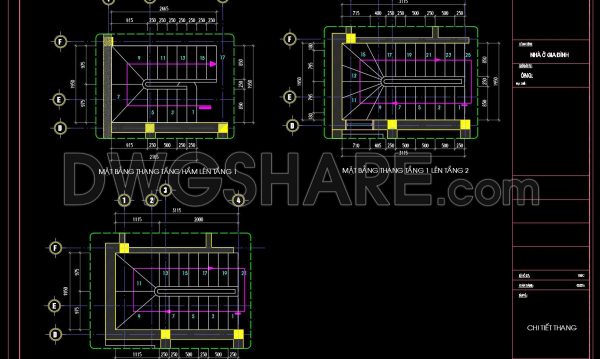 128.Detailed drawings of stairs in autocad file