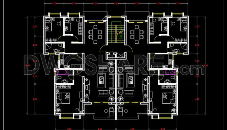 176.Apartment Plan AutoCAD File Free Download