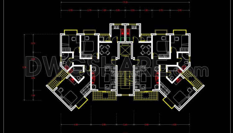 180.Apartment Plan AutoCAD File Free Download