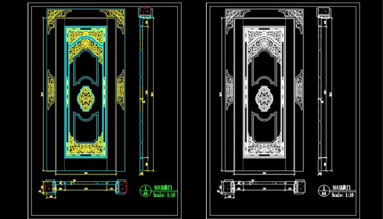 188. Autocad Wooden Door free download