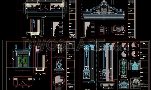 3 years ago
                

                
             2,690207.Detailed AutoCAD drawings of vertical facades in classical architecture
