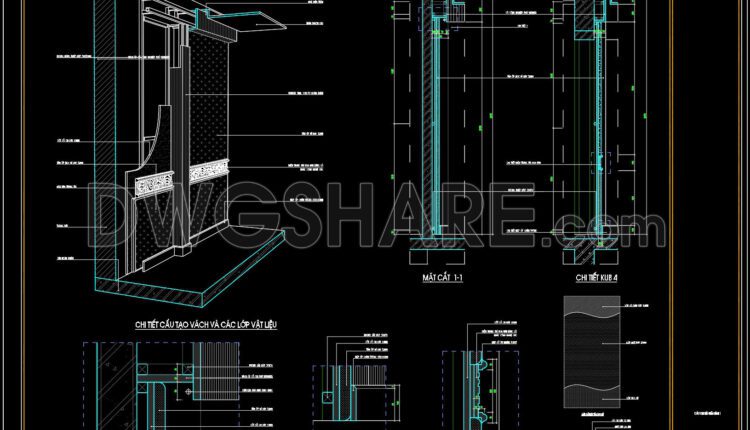 212. Detailed CAD drawing of the steel frame system and soundproof wall structure (1)