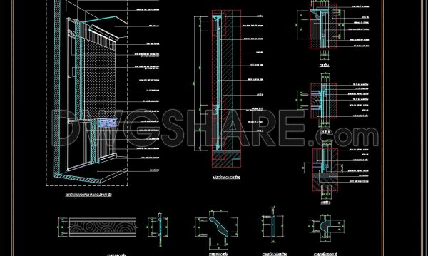 214. Detailed CAD drawing of the wall structure and layers of building materials