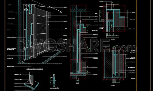 215. Detailed CAD drawing of the wall structure and layers of building materials