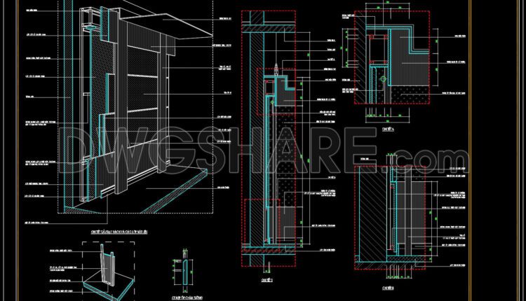 215. Detailed CAD drawing of the wall structure and layers of building materials (1)