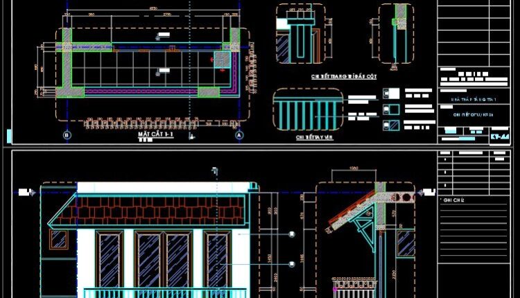 216. Detailed CAD drawings of vertical facades in Modern architecture