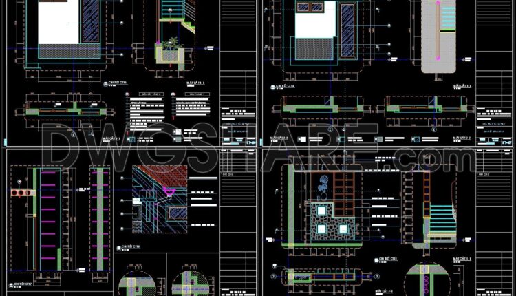 216. Detailed CAD drawings of vertical facades in Modern architecture