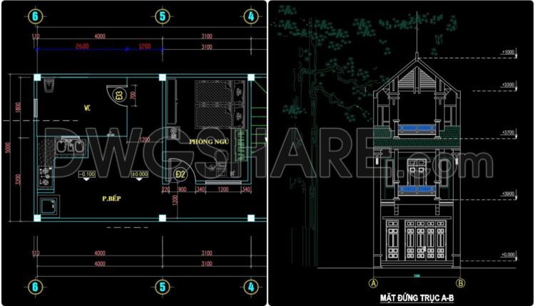 243. Drawings Of 3-Story House A Complete Project 5mx14.8m For Download