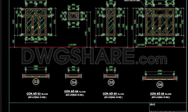 439.Detailed AutoCAD Drawings Of Windows For Download