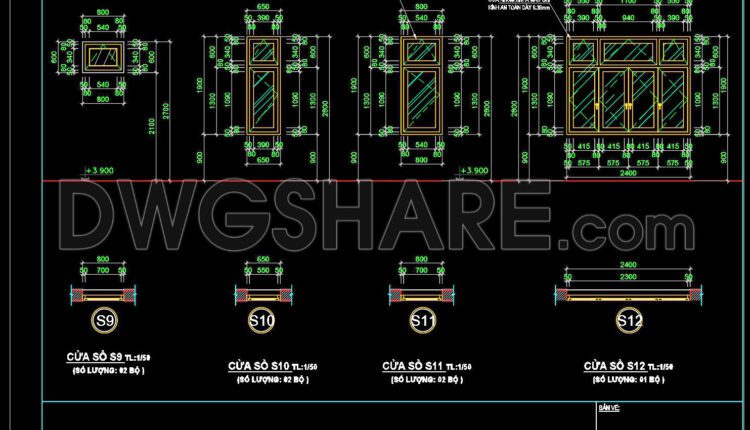 440.Detailed AutoCAD Drawings Of Windows For Download (1)