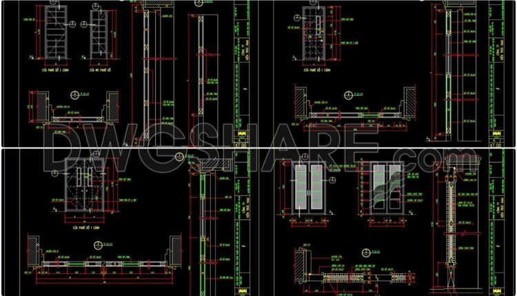 441.Detailed AutoCAD Drawings Of Doors, Windows For Download