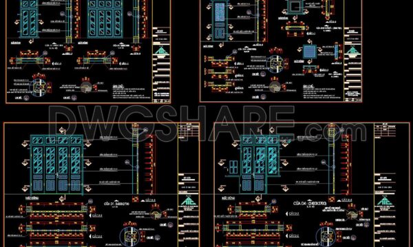 444.Detailed AutoCAD Drawings Of Doors, Windows For Download