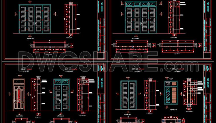 450.Detailed AutoCAD Drawings Of Doors, Windows For Download