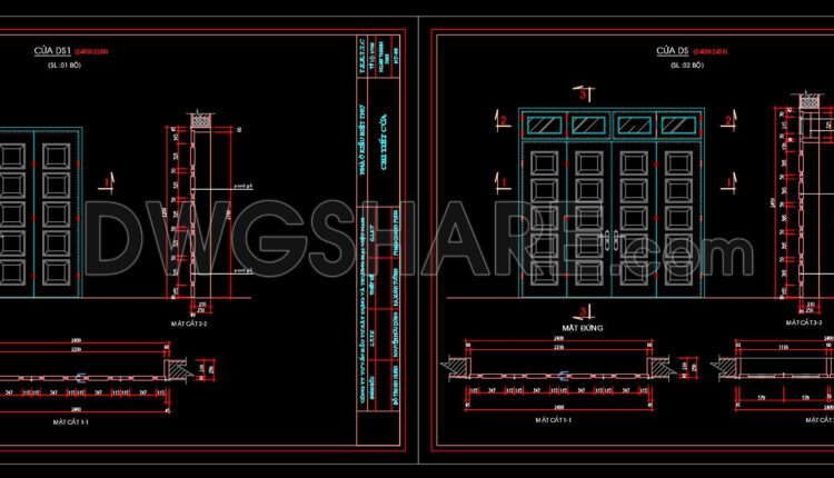 450.Detailed AutoCAD Drawings Of Doors, Windows For Download