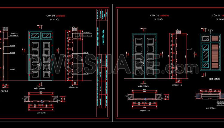 450.Detailed AutoCAD Drawings Of Doors, Windows For Download