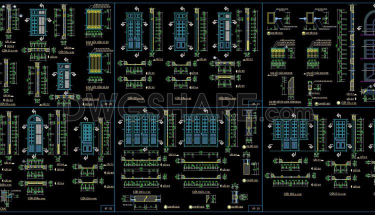 452.Detailed AutoCAD Drawings Of Doors, Windows For Download