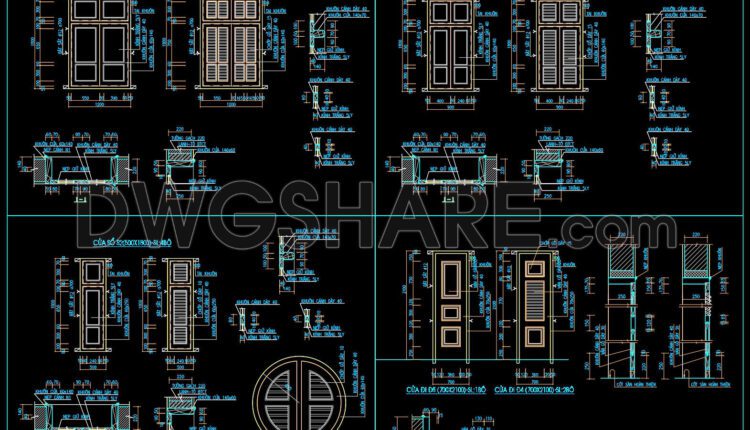 453.Detailed AutoCAD Drawings Of Doors, Windows For Download (2)