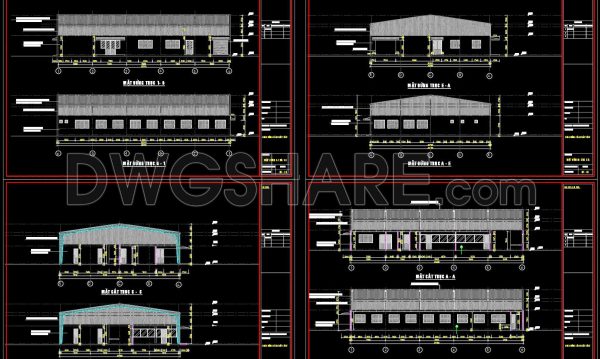 50.Autocad Drawings Of Steel Factory Plan, Sections and Elevation 20.4m x 29.5m For Download