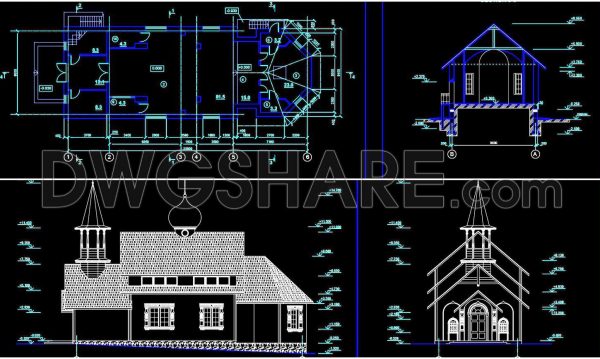 3 years ago
                

                
             1,79065. Autocad Drawings Of Orthodox Church Plans, Elevations And Sections 8m x 22.9m For Download