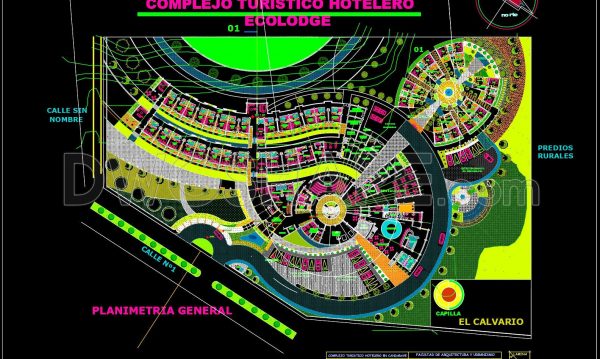 CAD drawing for the design of the functional layout of a single-story hotel