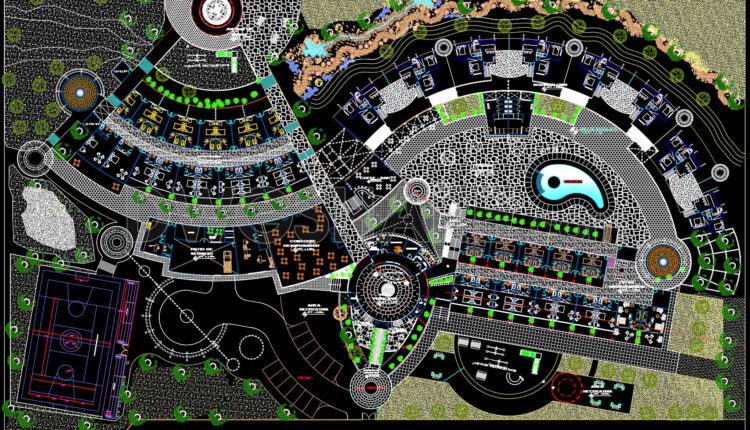 CAD drawing of the floor plan for the multifunctional Panimetria hotel complex